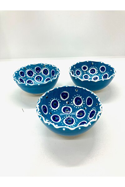 Emre Hediyelik طقم صواني تقديم مصنوعة يدويًا من حجر العين الشريرة مكون من 3 قطع