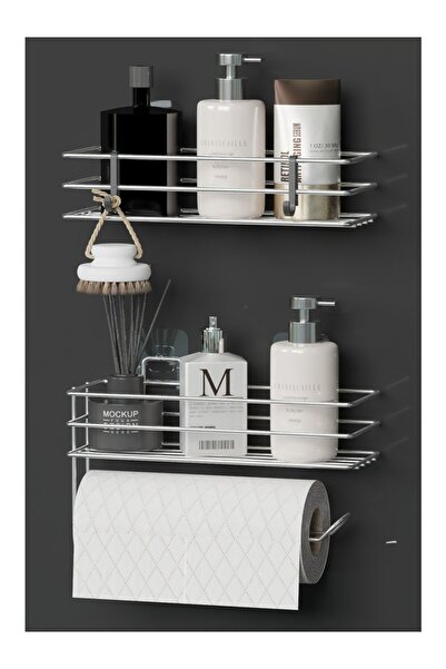 Egem Home Хромована срібна клейка полиця для ванної кімнати та кухні та набір...