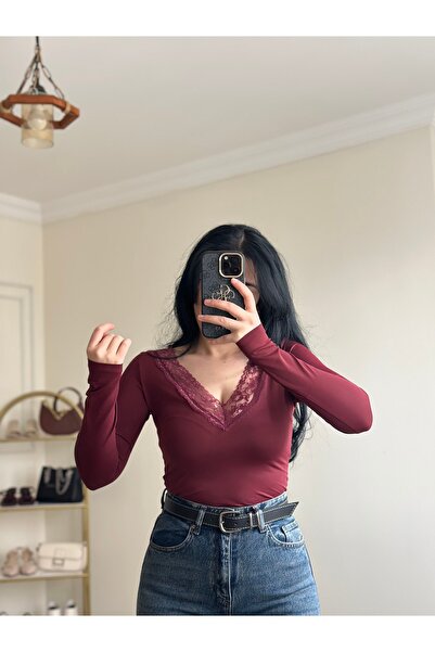 YELZEY BUTİK Premium Lace Detail Snap Body