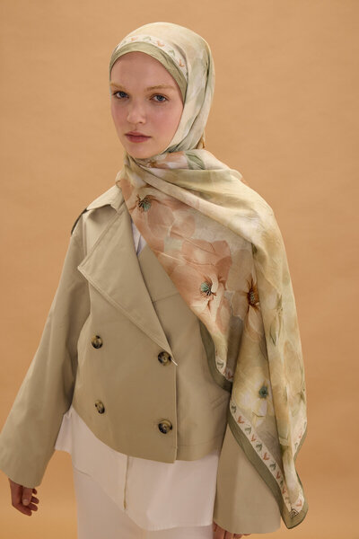cs camellia scarf Opera Kash Shawl - Olive