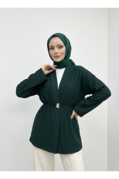 Foremia Button Detail Cardigan-Emerald Green