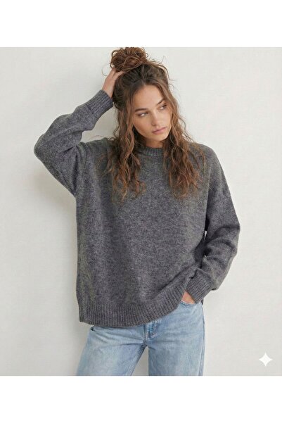 BW Bravely Wear سترة نسائية ناعمة ذات ملمس ناعم قصة فضفاضة برقبة دائرية