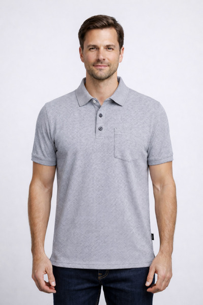 YAKAMEL تي شيرت رجالي بياقة بولو وأكمام قصيرة وجيوب منقوشة وقصة واسعة وأزرار