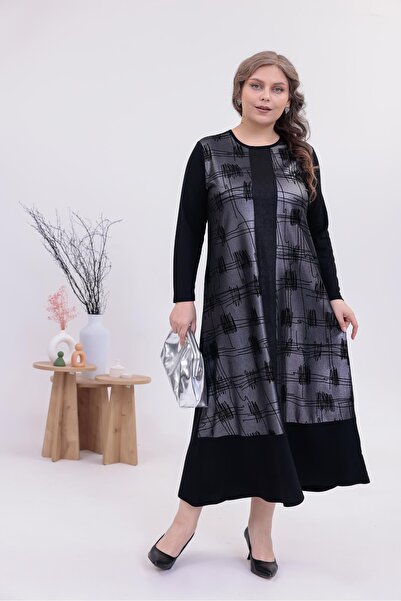 Siyezen Rochie evazată argintie strălucitoare, mărime mare