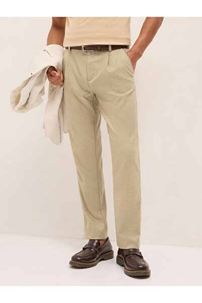 The Bear House Men's Woven Textured Regular Fit Formal Trouser