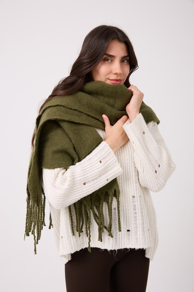 myfirstsea Puffy Yumuşak Dokulu Şaçakalı Kadın Atkı Şal - Kışlık Sıcak ve Şık...