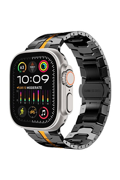 Techsuit Strap for Apple Watch 6 44mm - Watchband (W063) - Black Orange