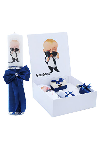 Inovius Candle Box Set, 9 Pieces, "With Love from the Godparents", Navy Blue,...