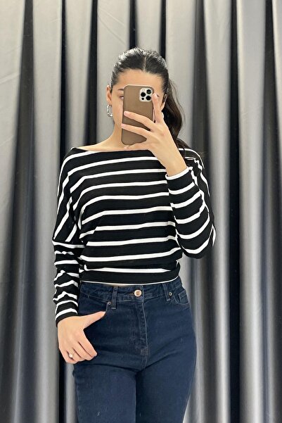 Noa&Noa بلوزة بياقة قارب مع خطوط جانبية - أسود أسود