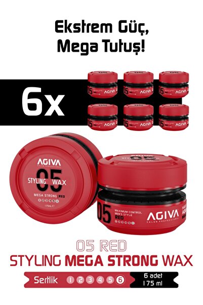 agıva Red Mega Güçlü Tutuş ve Islak Görünüm Sağlayan Wax - 175ML-6 LI SET