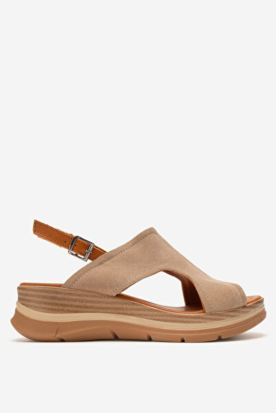 Dericlub Women's Ankle Strap Wedge Sandals Genuine Leather Zy 8059 Vi̇zon