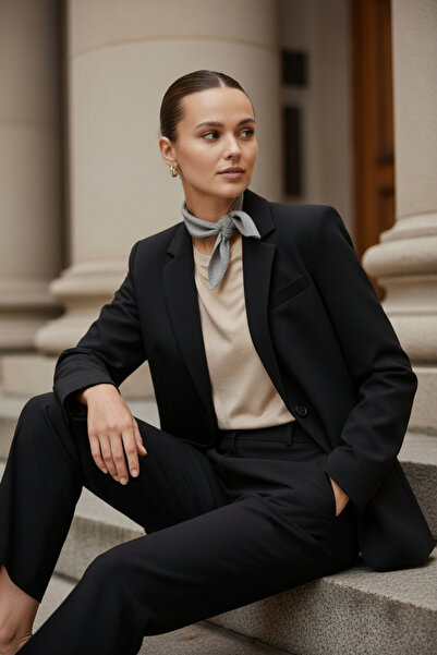 the blazer obsessed Women's Black Nubuck Blazer Jacket