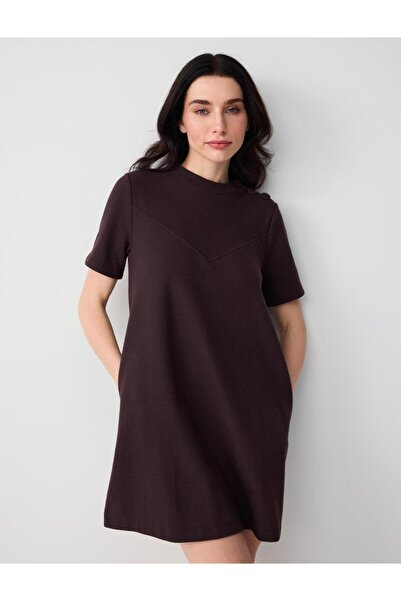 Jimmy Key Rochie mini din material subțire cu textura moale, maro amar, cu de...