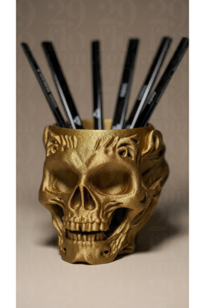 Plodna House 3D Design Skeleton-Looking Desktop Pen Holder - Gothic Decorativ...