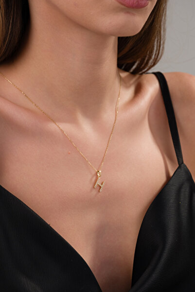 Zeynepli gold & jewelry 14 AYAR ALTIN TAŞLI H HARFLİ KOLYE