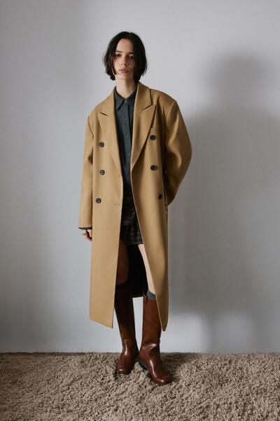 Pull & Bear Uzun camel palto