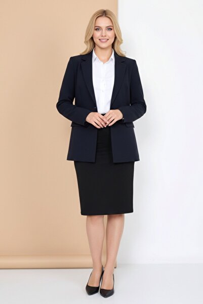 Kübra Tekstil Women's Black Pencil Skirt High Waist Straight Cut Soft Texture...