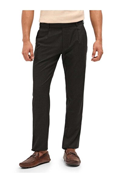 The Bear House Men's Woven Design Regular Fit Formal Trouser
