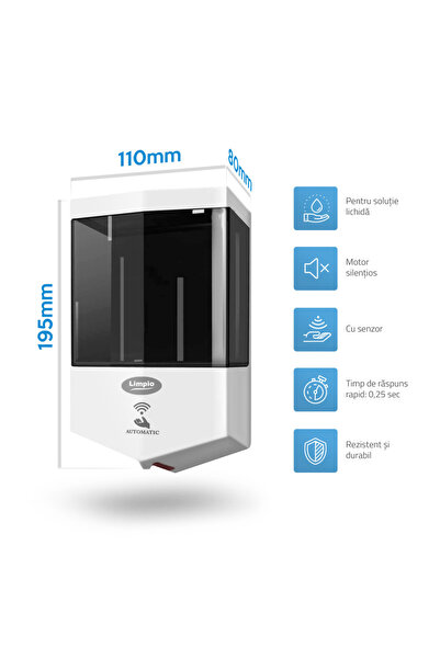 LİMPİO DOZATOR DE SĂPUN LICHID, CU SENZOR, SD600S, ABS, MONTAJ SUSPENDAT, 600 ML