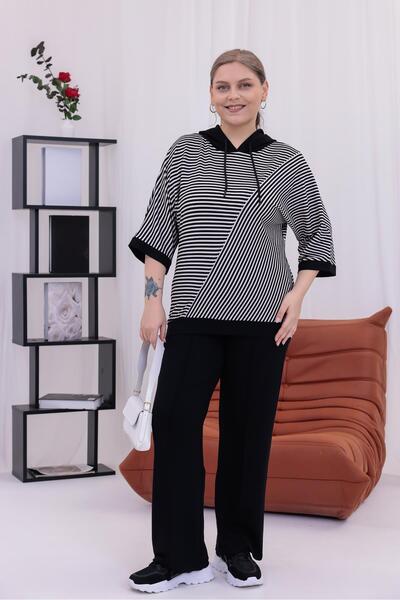 Siyezen Великий розмір Капрі з смугастими рукавами