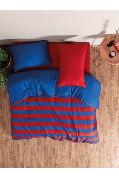 Cozy Home Popping Colors Double Size Fitted Sheet Duvet Cover Set Blaze Red