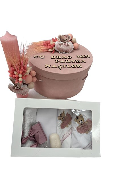 Inovius Trusou botez, 9 Piese cu Ursulet Roz din Catifea - TB231