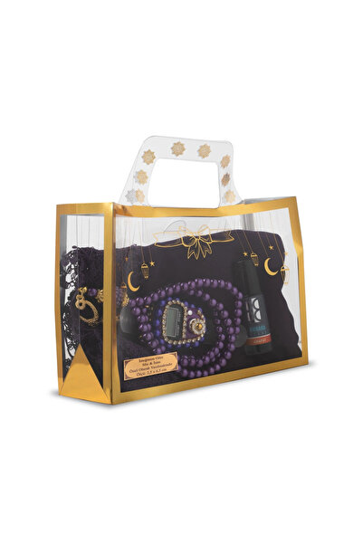 Hayrat Neşriyat Şal brodat cu ac + mărgele de rugăciune + Zikirmatik + Set ca...