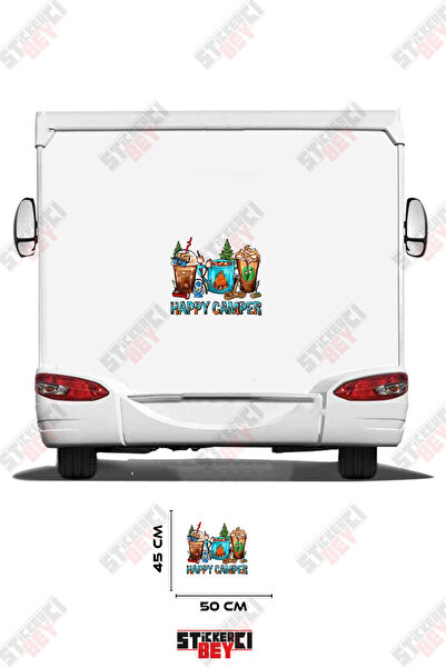 STİCKERCI BEY Happy Camp Written on Caravan Sticker Coating