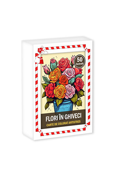Legendary Gifts Martisor de colorat, format A6 in cutie, model: Flori in Ghiveci