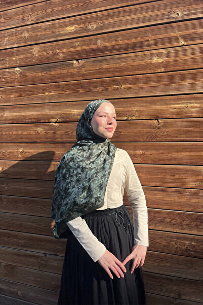 cs camellia scarf Şal Olivia Kraş - Verde