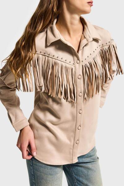 it's basic Women's Stone Color Suede Fabric Tassel and Drop Detailed Design S...