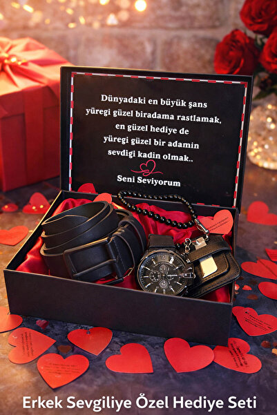 expreshediye Erkek Sevgiliye Hediye Seti – Kemer, Kartlık-Cüzdan, Tesbih & Sa...