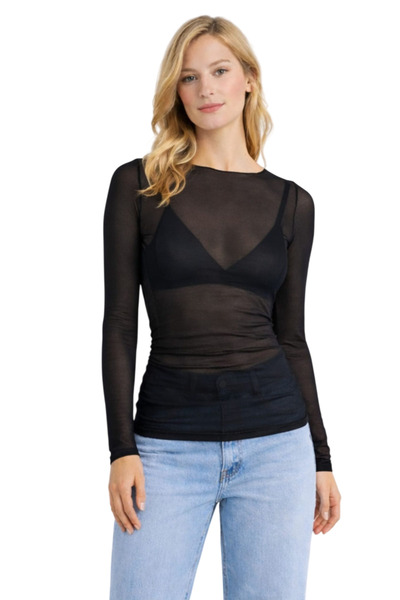 COLORDS Women's Boat Neck Transparent Blouse