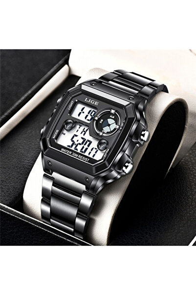 Lige ساعة يد رجالية جديدة فاخرة من ماركة عالمية، لون أسود بالكامل، إصدار 2023...