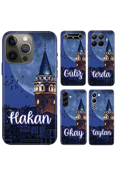 realme Note 50 60 9 10 11 12 Lite Pro C15 Kılıf İsim Yazılı Silikon Galata Moon