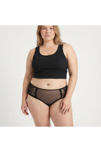 BICCA Chiloți Plus talie înaltă cu plasă în față și dantelă în spate