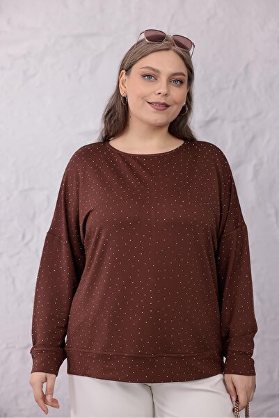 Siyezen Plus Size Stone Basic Sweatshirt