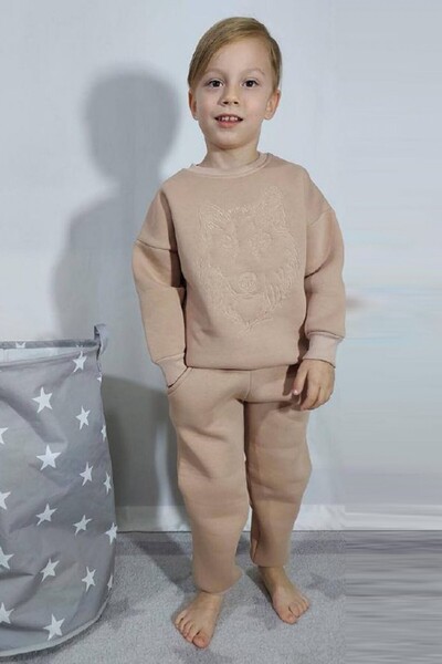 Giyimodam Three Yarns Ş Fleece-Lined B Printed Boy's Casual Suit