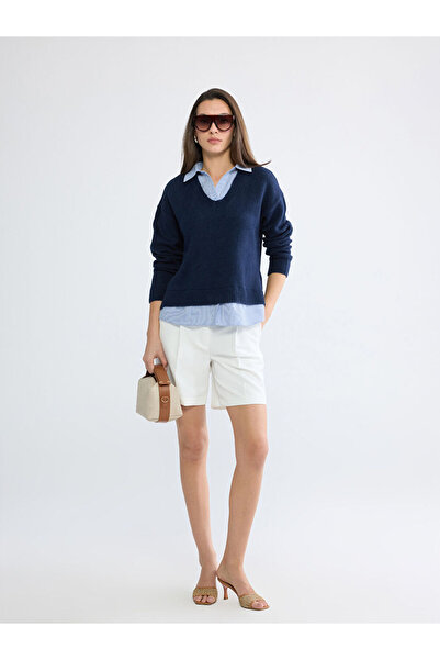 LC Waikiki Shirt Collar Striped Women's Knitwear Sweater