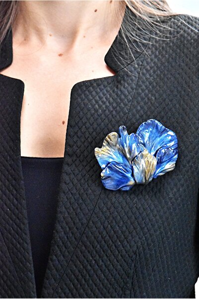 NARRU Ръчно изработена брошка с ирис