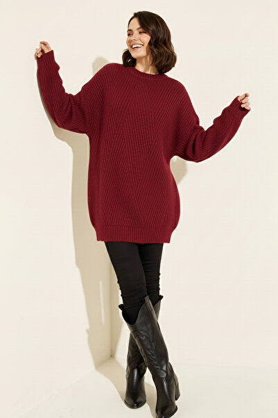 benguen Self-Patterned Knitwear Tunic R4444 Red