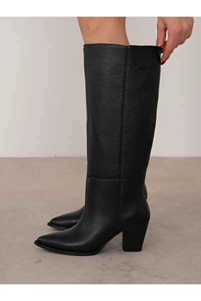 ECENİN BUTİĞİ Emilia Siyah Hakiki Deri Kadın XL Çizme