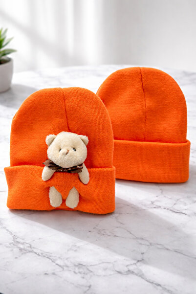 Muraty قبعة أطفال مرنة من الصوف مع تفاصيل دب قطيفة، قبعة للبالغين من الجنسين ...