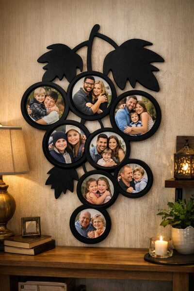 yucisaatleri üzüm salkımı 8li resim çerçevesi renk seçenekli çerçeve 40 cm di...