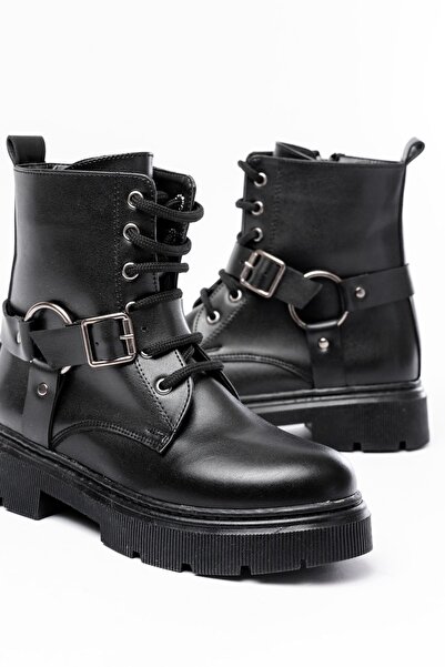 Zerenyus ZRİN-3038 Premium Μαύρες Γυναικείες Μπότες με Φερμουάρ και Αξεσουάρ ...