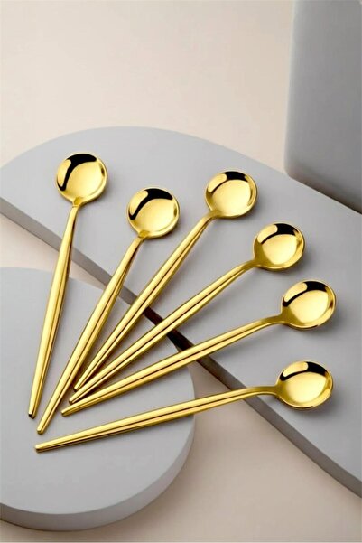 Bayev Lisbon Gold 6-Piece Stylish Teaspoon Set - Stainless Steel Teaspoons fo...