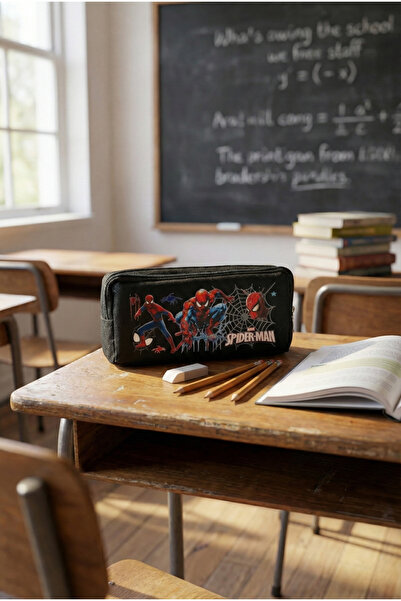 Probag Spider-Themed Black Double Compartment Zippered School Pencil Case Lar...