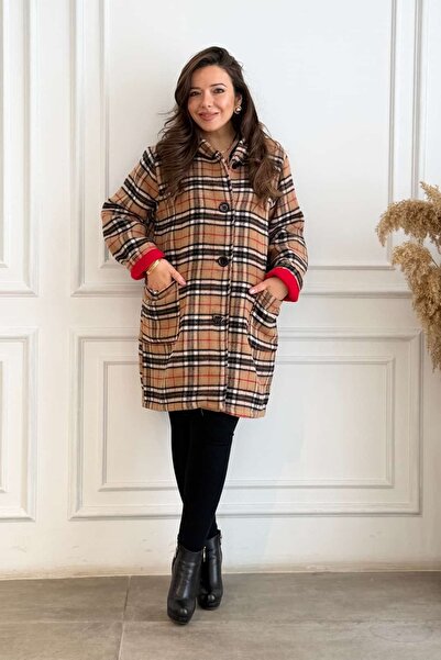 Yağmur Butik Oduncu Desen Düğmeli Keçe Polar Kaban