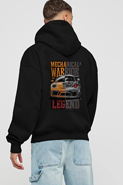 Ankhises Σειρά αυτοκινήτων (72) Πίσω με τύπωμα Μαύρο φούτερ με κουκούλα overs...