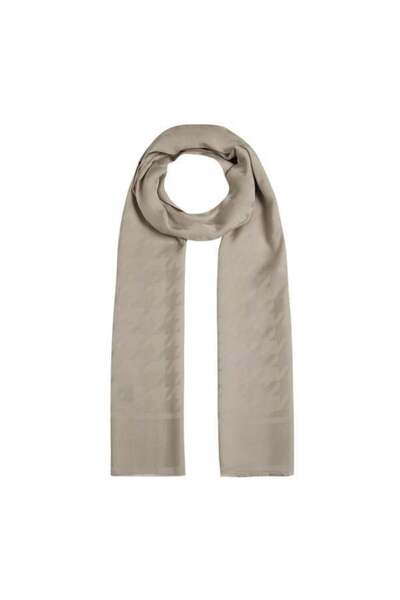 ipekevi Houndstooth Patterned Monogram Shawl - Light Stone